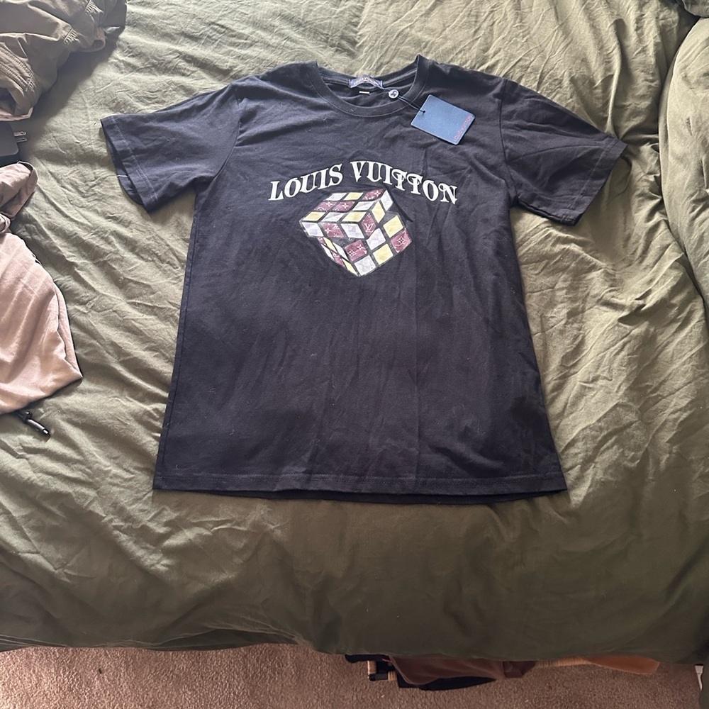 Louis Vuitton Black Tee with White Lettering